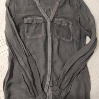 Спортно елегантна блуза Street One, № 44 (XL) – сиво, избелял тип дънков ефект, снимка 2 - Ризи - 32260889
