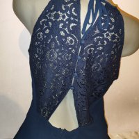 Елегантна тъмно синя рокля на Esprit р-р Л , снимка 8 - Рокли - 43836932