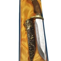 Сувенирен гравиран нож кинжал с дръжка елен и кубур, снимка 2 - Ножове - 43869180