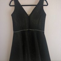 Къса елегантна черна рокля с блестящи частици, снимка 2 - Рокли - 33460652