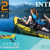 Нов надуваем двуместен каяк Intex Explorer K2 с помпа 2 ауминиеви гребла и сак , снимка 9 - Водни спортове - 39326193