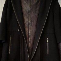Черно дамско палто с оригинална кройка, снимка 2 - Палта, манта - 43894958