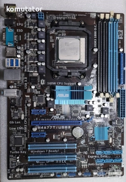 дънна платка АМ3+ Asus M4A77T/USB3,процесор Phenom X4 Black Edition, снимка 1