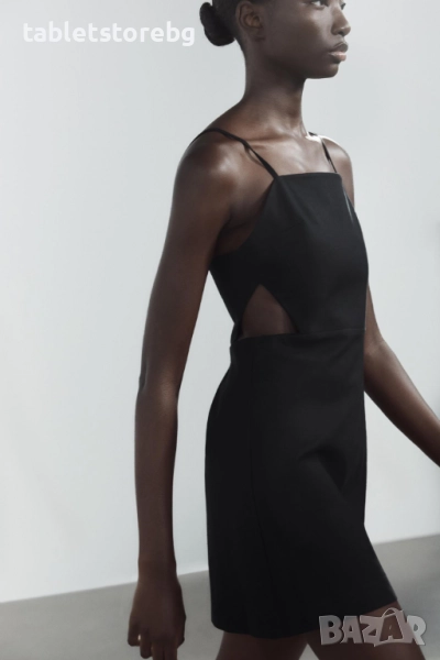 Нова стилна рокля ZARA с прорези – размер M , органичен памук и лен !, снимка 1