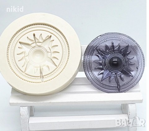 Брошка тип слънце с око силиконов молд форма фондан шоколад гипс, снимка 1