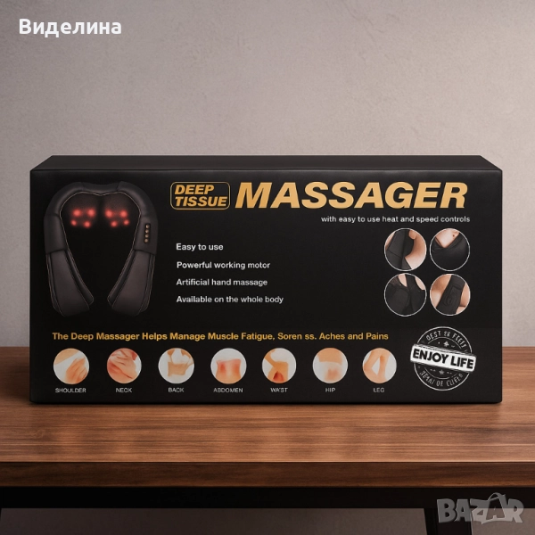 Електрически шиацу масажор за шия, рамене, гръб и тяло, снимка 1