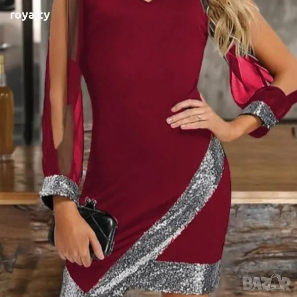 Дамска официална червена рокля, снимка 1