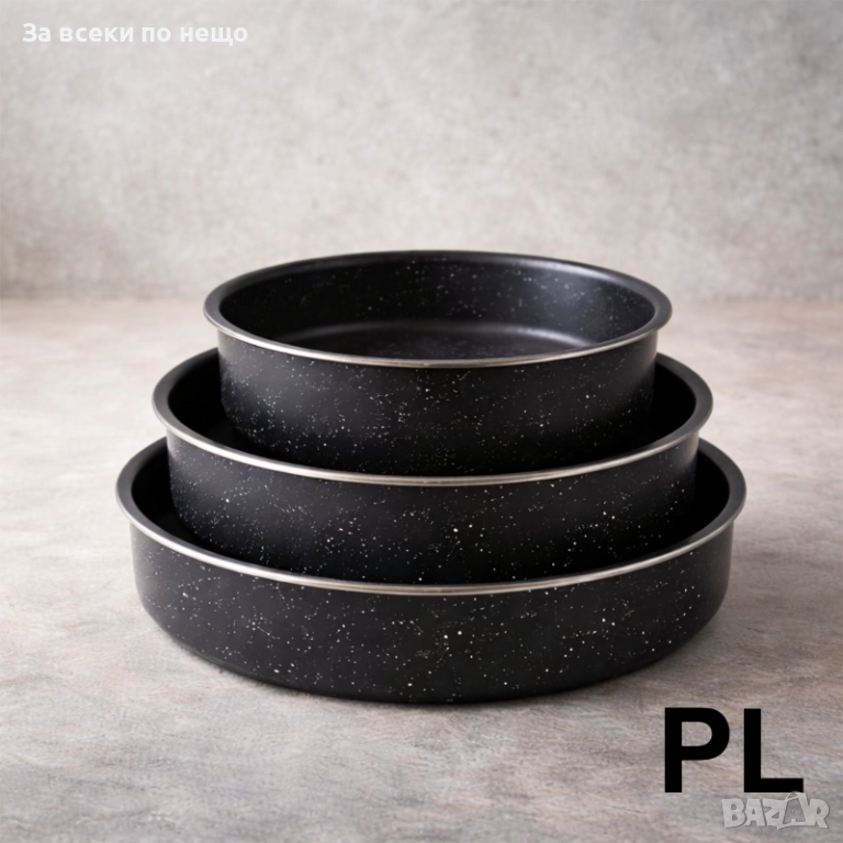 Промо комплект – 5 бр. черни емайлирани тенджери + 3 бр. дълбоки черни тави Rosberg Код P1753, снимка 1