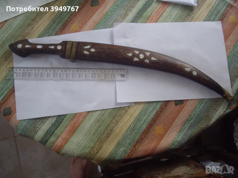 Стар ръчно кован турски нож с оригинална дървена къния., снимка 1