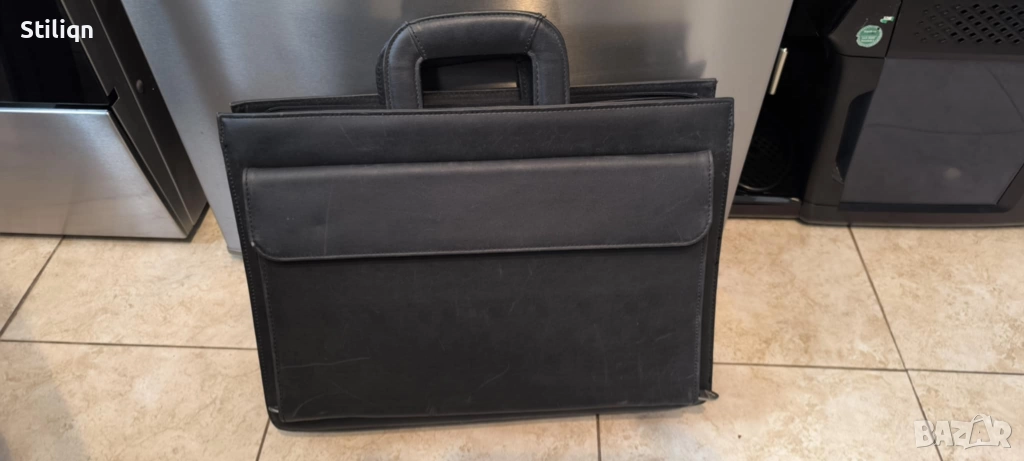 Бизнес чанта за ръка, от черна еко кожа унисекс., снимка 1