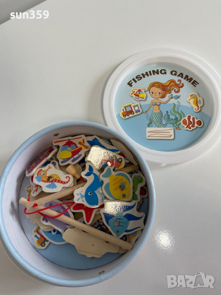 Игра дървени рибки с въдица, снимка 1