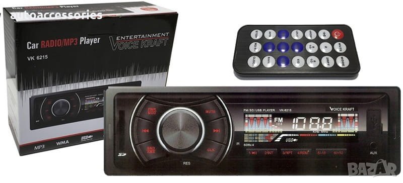 3000051314 Радио MP3 плеър за кола Voice Kraft USB ,SD ,AUX ,LCD DISPLAY 6215, снимка 1