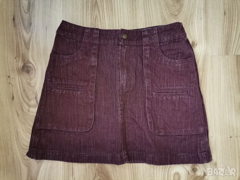 Детска дънкова пола ZARA, size 10г. 132-140см, винена, много запазена, снимка 1