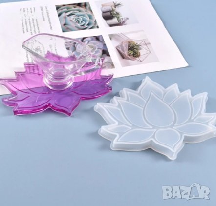 Голям Лотус Лотос цвете силиконов молд форма фондан шоколад смола подложка поставка чаша чаши гипс, снимка 1