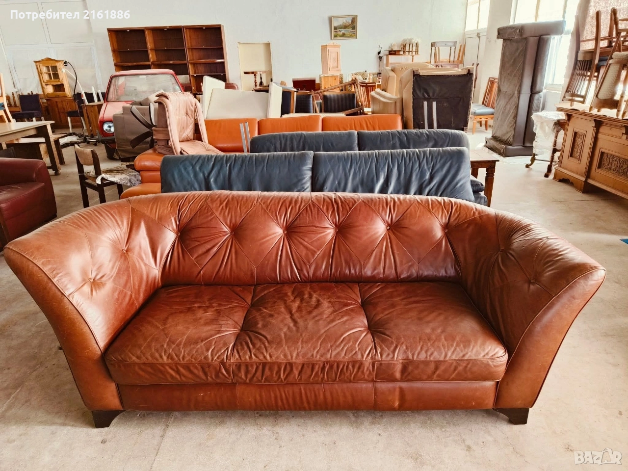 Асиметричен диван от естествена кожа , снимка 1