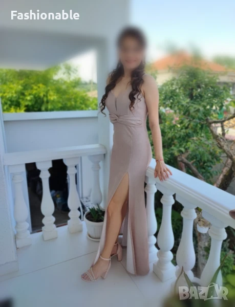 Официална дълга дамска рокля с цепка , снимка 1