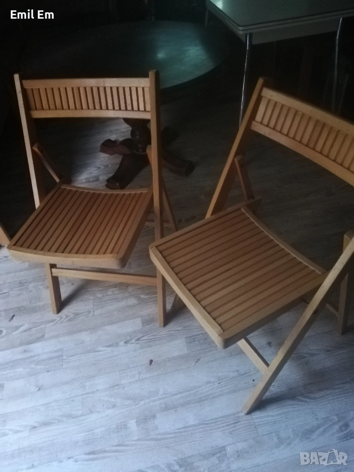 Сгъваеми дървени столове  3бр., снимка 1