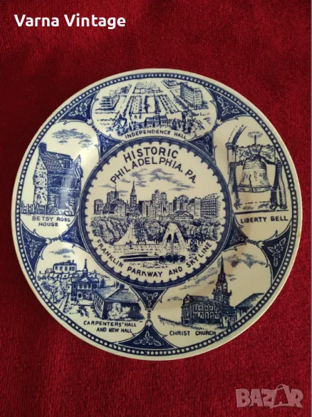 Колекционерска порцеланова чиния Historic Philadelphia, PA. , снимка 1