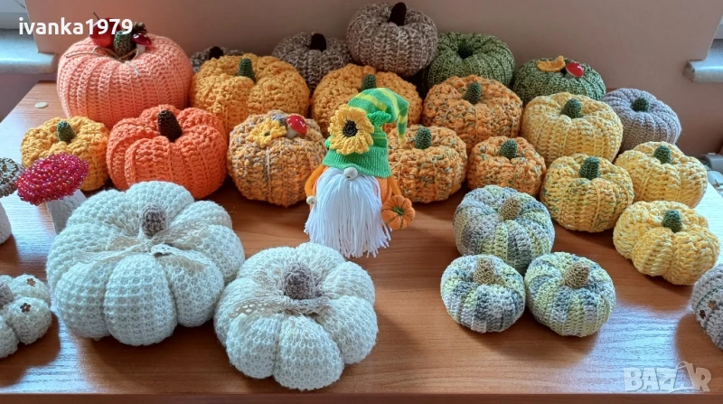 Декорация плетени тикви и гъбки, снимка 1