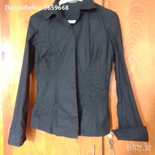 Дамска черна риза с бродерия, размер L,Нова, снимка 1