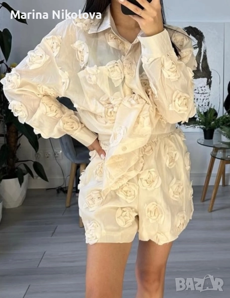 Дамски комплект 3 Д цветя, снимка 1