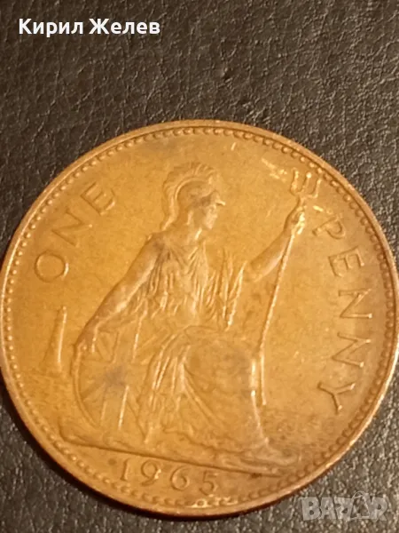 Стара монета 1 пени 1965г. Великобритания Кралица Елизабет втора 41177, снимка 1