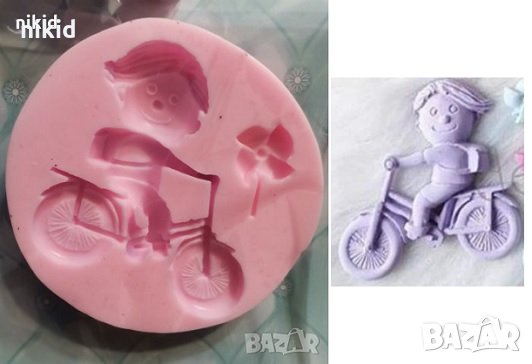 Момче с колело силиконов молд форма фондан шоколад гипс , снимка 1