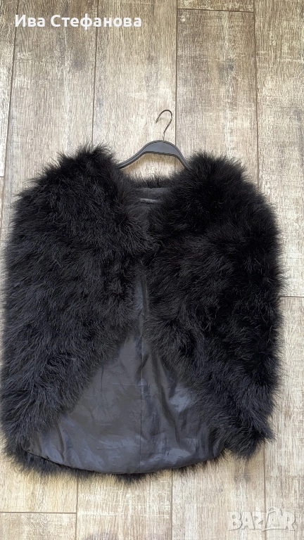 Естествен косъм черна наметка болеро за повод парти коктейл официална one size размер , снимка 1