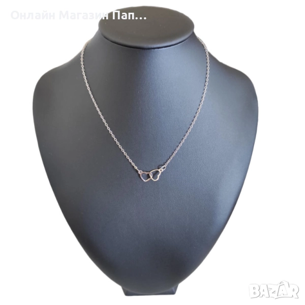 Синджирче с две обвързани сърчица – цинкова сплав, снимка 1