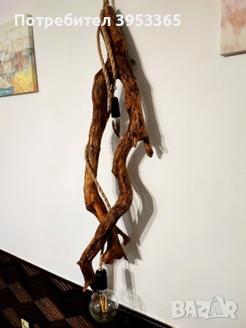 Висящ дървен полилей , снимка 2 - Лампи за таван - 43844802