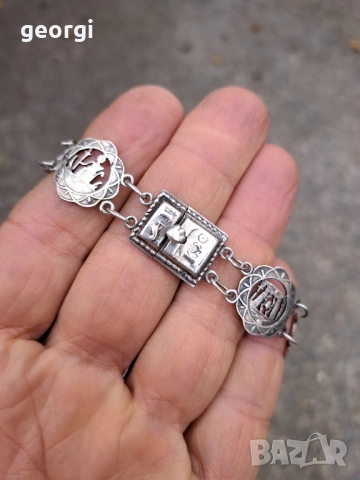 египетска сребърна гривна уникат , снимка 16 - Гривни - 52047751