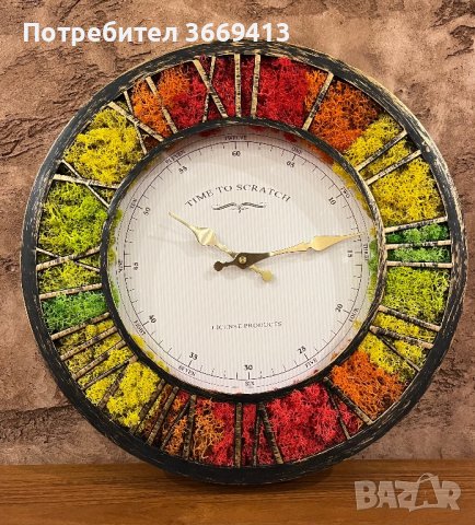Часовник с естествен скандинавски мъх, снимка 3 - Стенни часовници - 40102804