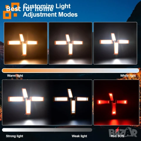 13200mAh акумулаторна соларна работна лампа със  стойка и дистанционно, снимка 2 - Други инструменти - 50809281