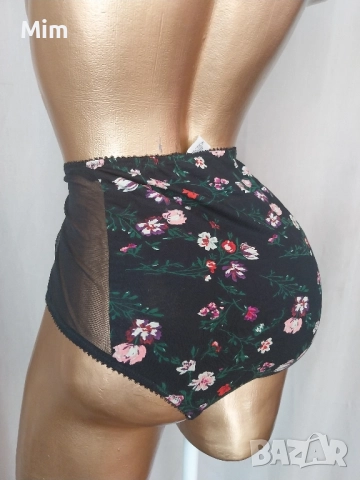  М/L Черна бикина на цветя с висока талия , снимка 5 - Бельо - 51674065