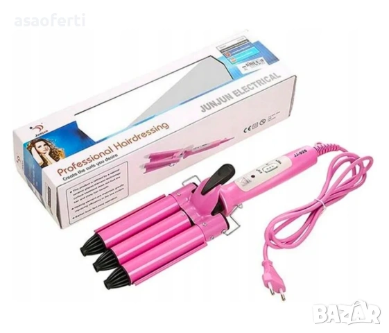 Професионална тройна маша за ретро вълни Junjun JJ-928 (180°C - 210°C), снимка 4 - Маши за коса - 53383210