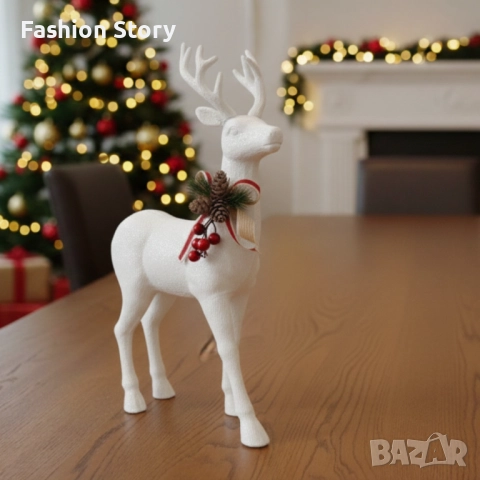 Декоративен Коледен eлен – Златист или бял, с празнични детайли, снимка 3 - Декорация за дома - 52632159