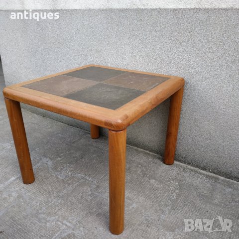 Стара дървена маса с плочки - Handmade by HASLEV - Denmark, снимка 5 - Антикварни и старинни предмети - 32362806