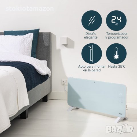 Конвектор Princess, 1500 W, настолен, стъклен панел, Управление чрез телефон., снимка 2 - Отоплителни печки - 38430193