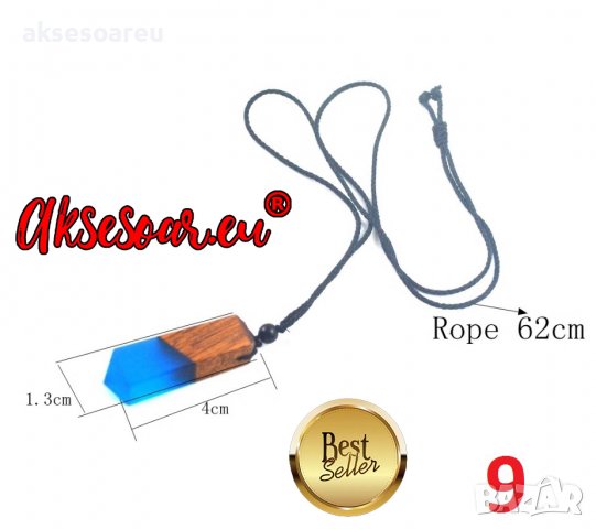 Нова мода дървено бижу дървена висулка смола колие за мъже и жени бижута плетено въже подарък ланец , снимка 14 - Колиета, медальони, синджири - 38359082