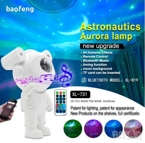 Астронавт звезден LED проектор Izoxis, Нощна лампа за деца, 360 настройка, Дистанционно, Бял, снимка 17 - Лед осветление - 42791579