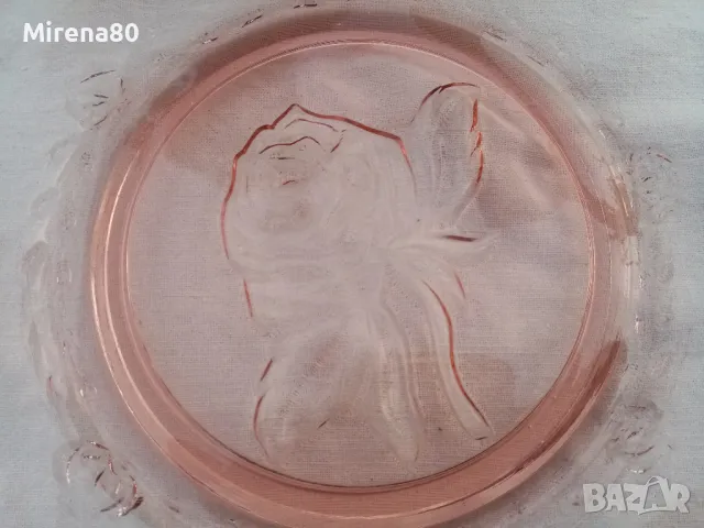 Тортен сервиз розово стъкло, снимка 4 - Сервизи - 47869085