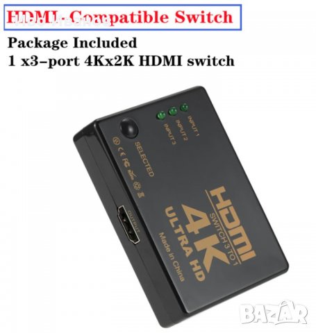 HDMI 4K swich 3 to 1 Ultra HD, снимка 4 - Суичове - 39458760