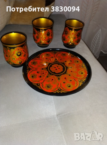 Стар рисуван.поднос, снимка 4 - Антикварни и старинни предмети - 52790541