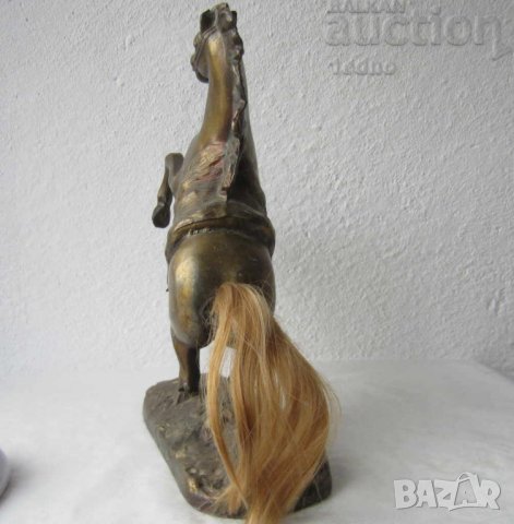  Голям кон пластика метал фигура статуетка, стара, метал, дърво, снимка 4 - Статуетки - 28877668