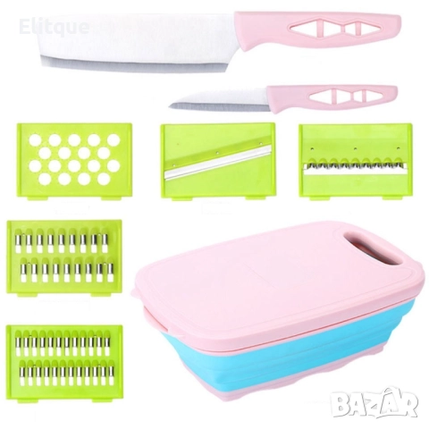 Кухненски къмпинг комплект 9в1 DEOUNY, мултифункционална дъска със сгъваем гевгир с кутия и аксесоар, снимка 2 - Други стоки за дома - 52905032