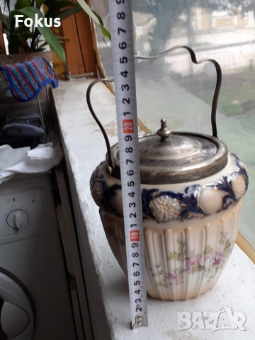 Стар английски порцелан буркан за бисквити George Jones&Sons, снимка 7 - Антикварни и старинни предмети - 53384790