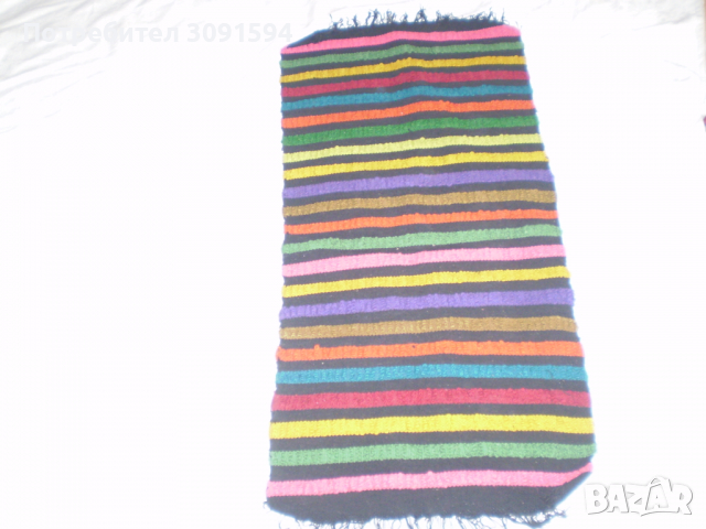 Антикварен Ръчно тъкан Многоцветен Килим Ковьор Фолк артрт, снимка 6 - Антикварни и старинни предмети - 36558960