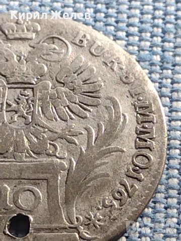 Сребърна монета 10 кройцера 1765г. Мария Терезия Прага Бохемия 61481, снимка 8 - Нумизматика и бонистика - 42969616