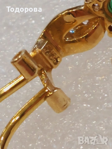 Затни 18каратови обеци с инкрустирани изумруди, снимка 7 - Обеци - 53395763