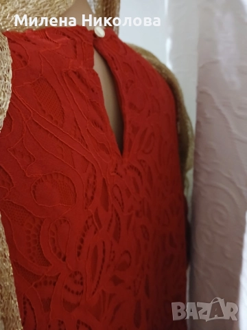 Червена рокля дантела, снимка 3 - Рокли - 52135819